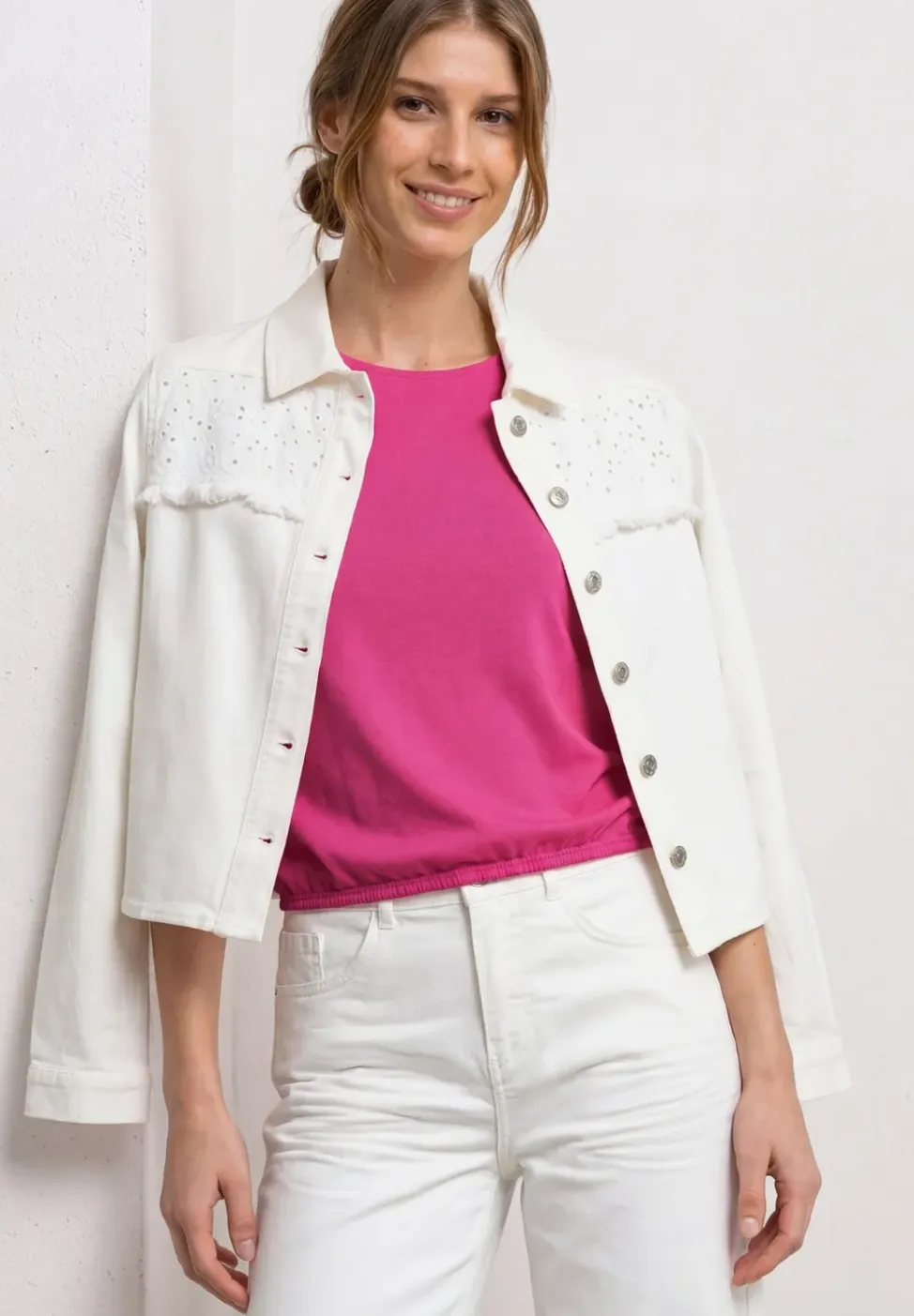 Shirt met hangende schouders en boothals