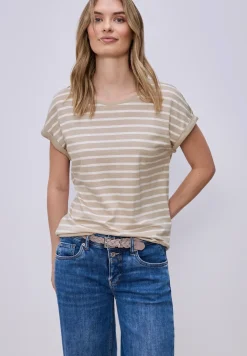 Shirt met hangende schouder en strepen