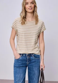 Shirt met hangende schouder en strepen