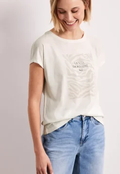 Shirt met hangende schouder en print vooraan
