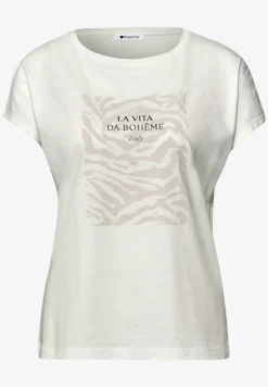 Shirt met hangende schouder en print vooraan