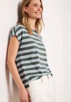 Shirt met hangende schouders, strepen en glitter
