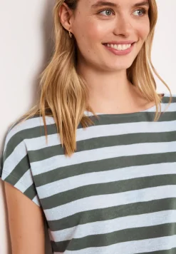 Shirt met hangende schouders, strepen en glitter