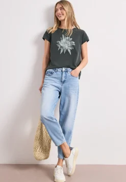 Shirt met hangende schouder en artwork
