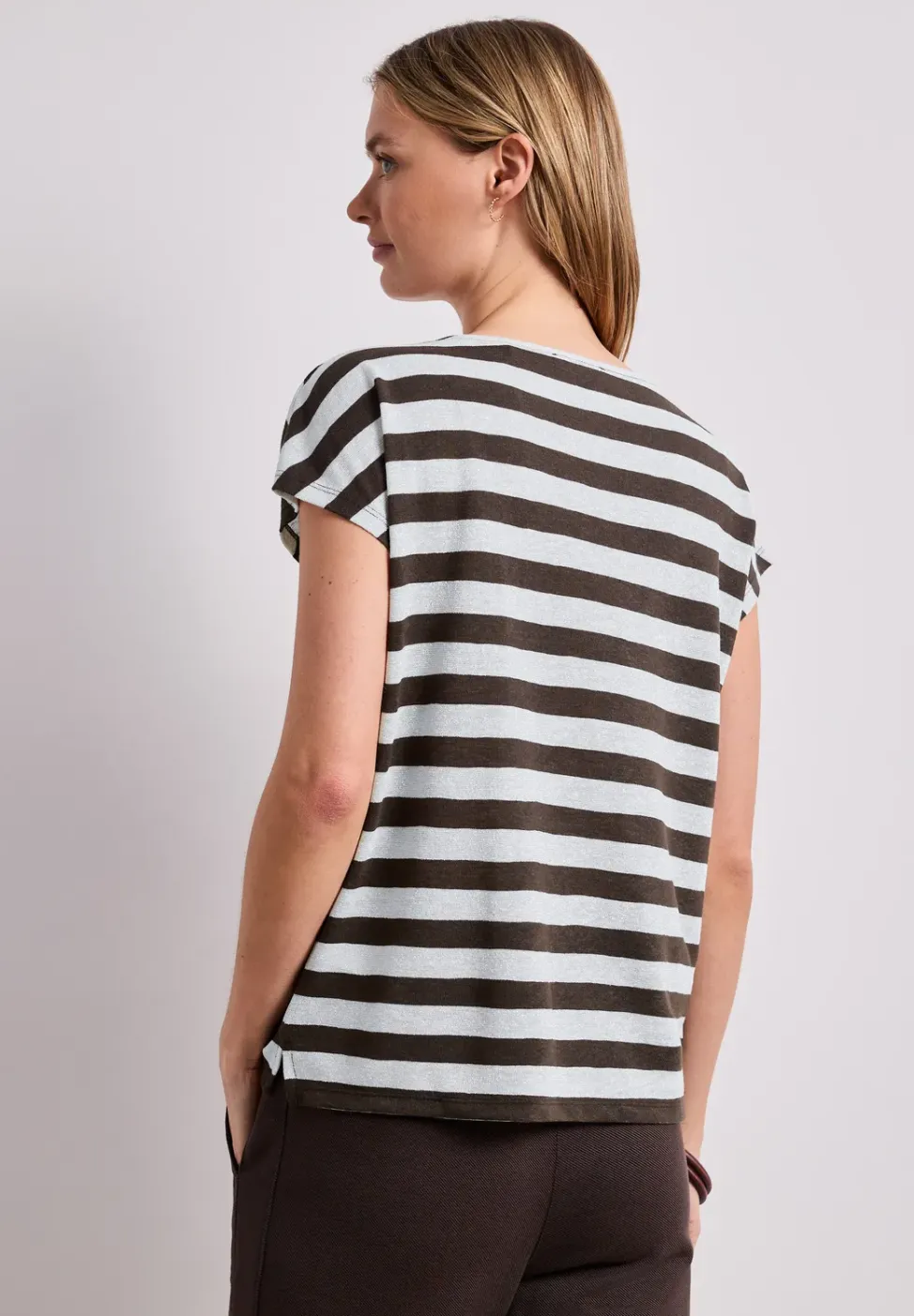 Shirt met hangende schouders, strepen en glitter