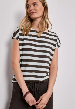 Shirt met hangende schouders, strepen en glitter