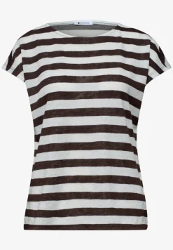 Shirt met hangende schouders, strepen en glitter