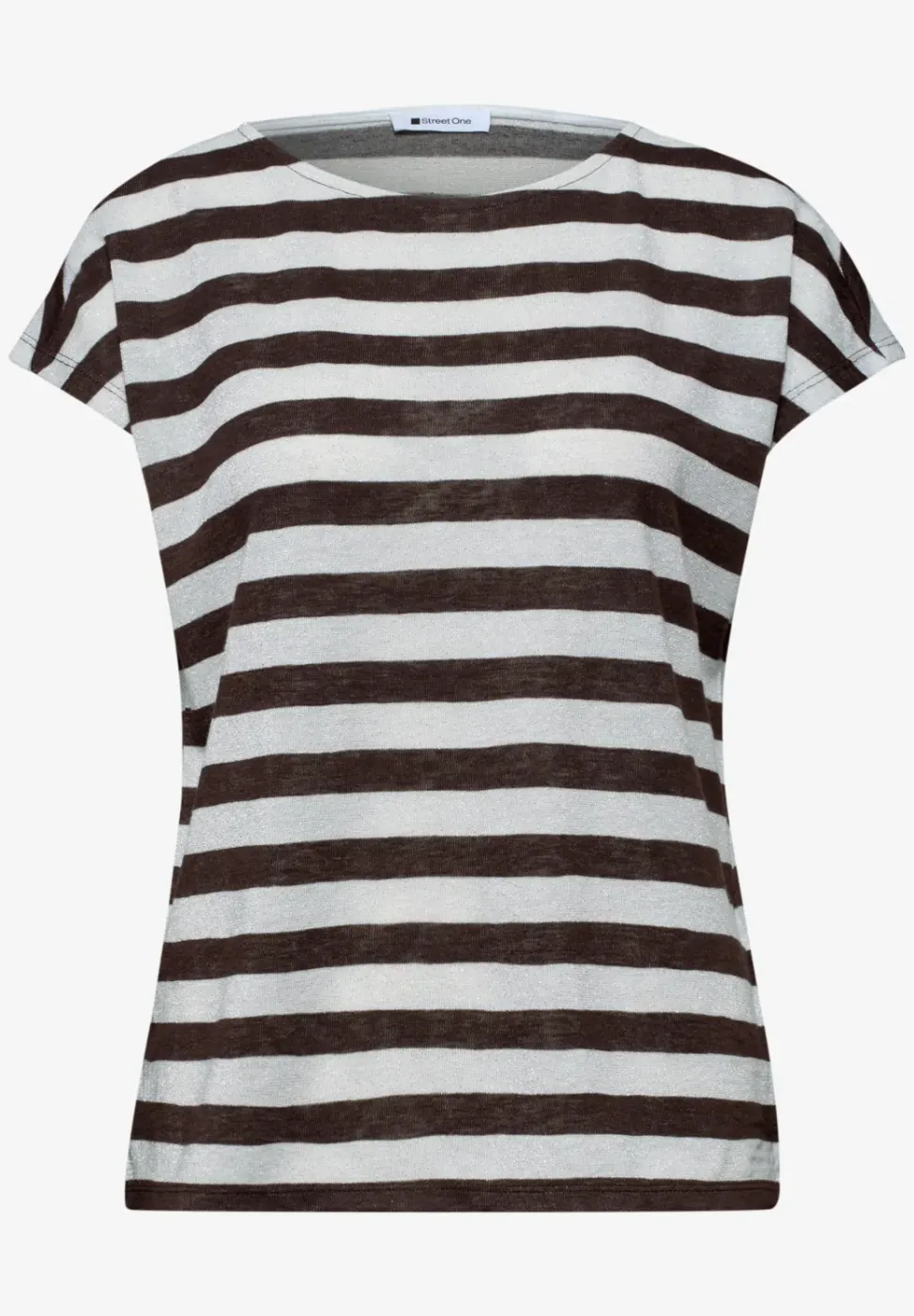 Shirt met hangende schouders, strepen en glitter