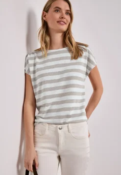 Shirt met hangende schouders, strepen en glitter