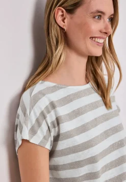 Shirt met hangende schouders, strepen en glitter