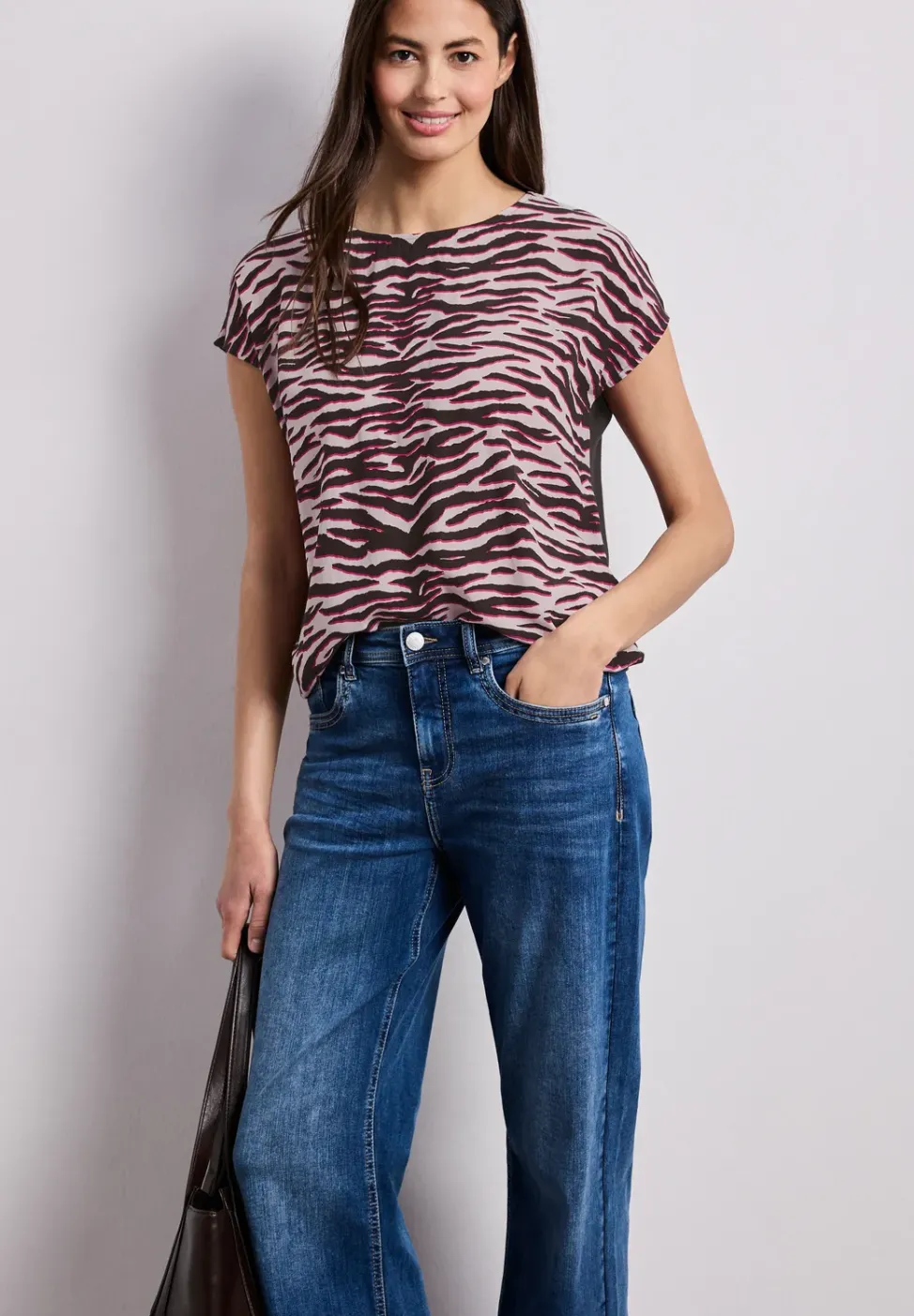 Shirt met hangende schouder en print