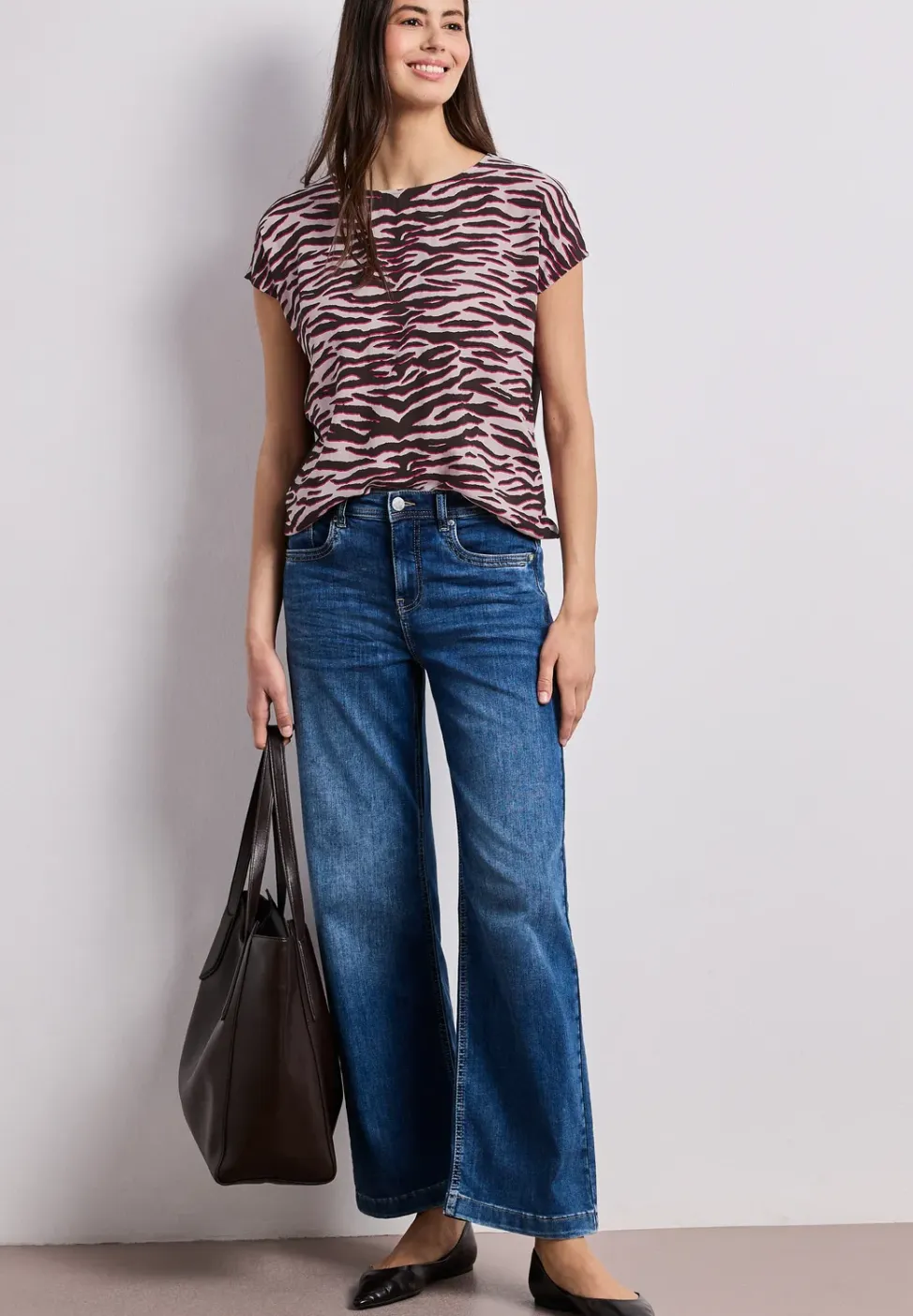 Shirt met hangende schouder en print