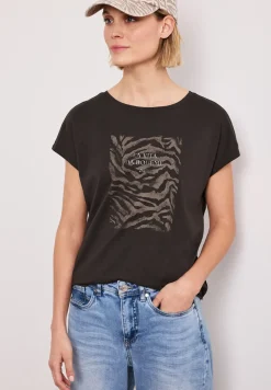 Shirt met hangende schouder en print vooraan