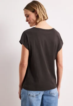 Shirt met hangende schouder en print vooraan