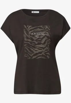 Shirt met hangende schouder en print vooraan