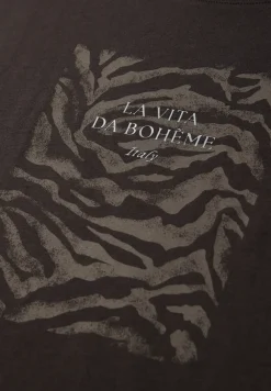Shirt met hangende schouder en print vooraan