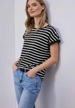 Shirt met hangende schouder en strepen