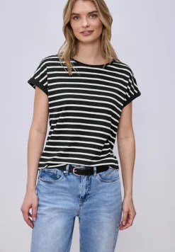 Shirt met hangende schouder en strepen