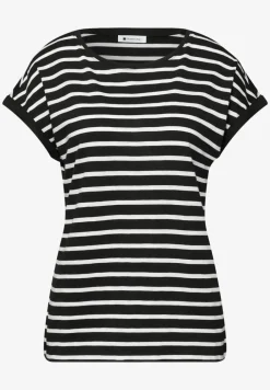 Shirt met hangende schouder en strepen