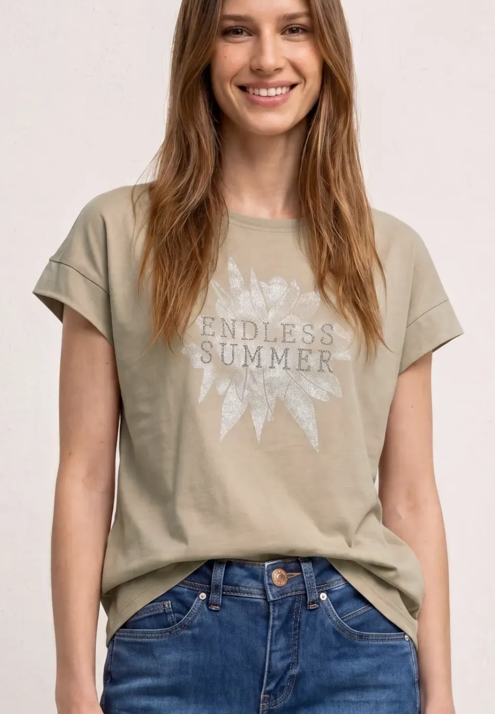 Shirt met hangende schouder en artwork