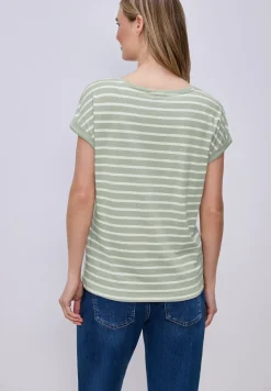Shirt met hangende schouder en strepen