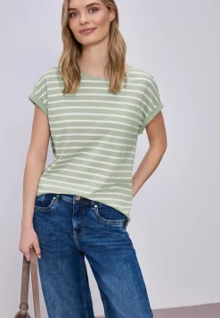 Shirt met hangende schouder en strepen