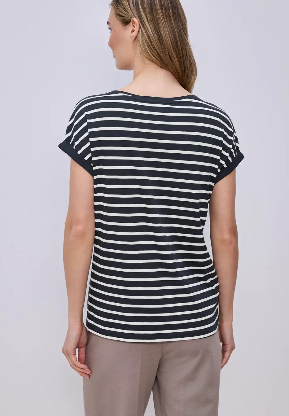 Shirt met hangende schouder en strepen