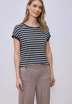 Shirt met hangende schouder en strepen