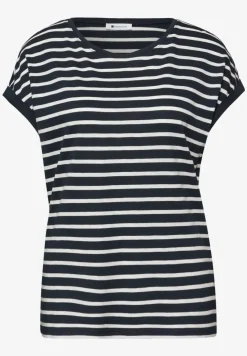 Shirt met hangende schouder en strepen