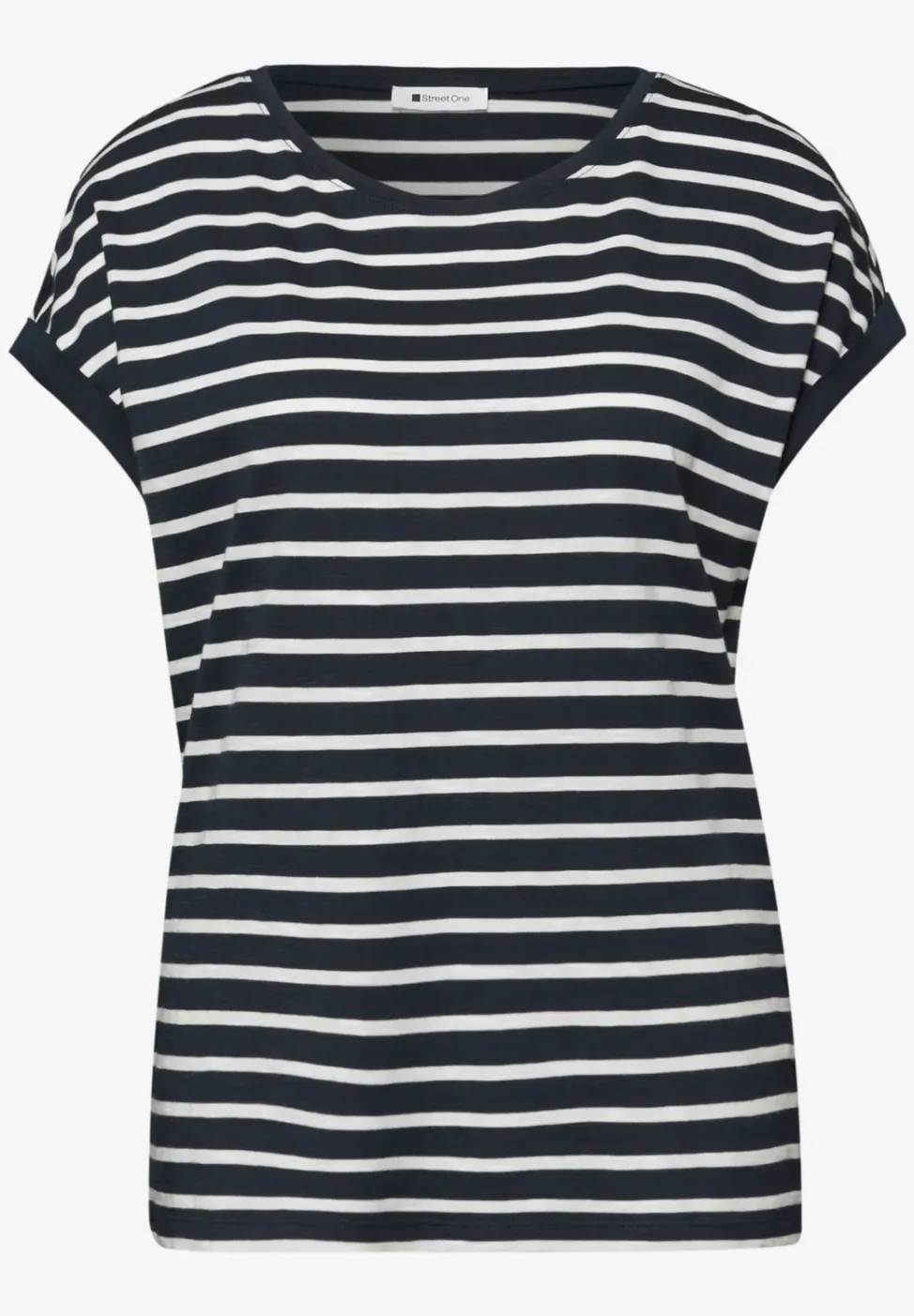 Shirt met hangende schouder en strepen
