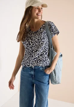 Shirt met kanten detail en leoprint