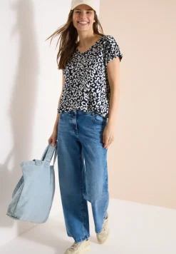 Shirt met kanten detail en leoprint