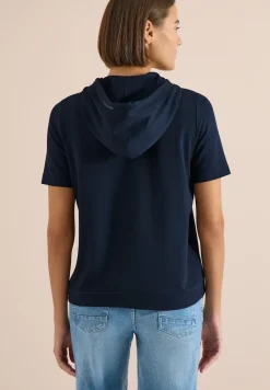 Shirt met korte mouwen, capuchon en tekst