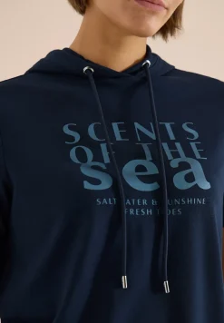 Shirt met korte mouwen, capuchon en tekst
