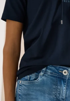 Shirt met korte mouwen, capuchon en tekst