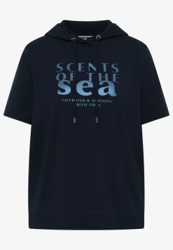 Shirt met korte mouwen, capuchon en tekst