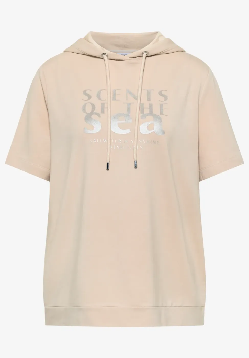 Shirt met korte mouwen, capuchon en tekst