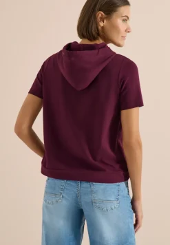 Shirt met korte mouwen, capuchon en tekst