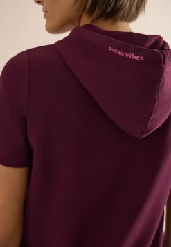 Shirt met korte mouwen, capuchon en tekst
