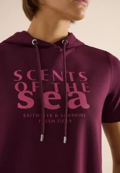 Shirt met korte mouwen, capuchon en tekst