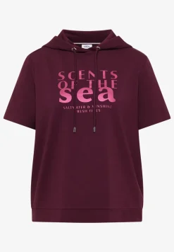 Shirt met korte mouwen, capuchon en tekst