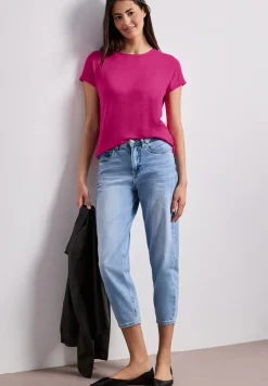 Shirt met korte mouwen en boothals