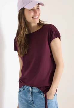 Shirt met korte mouwen en rimpels
