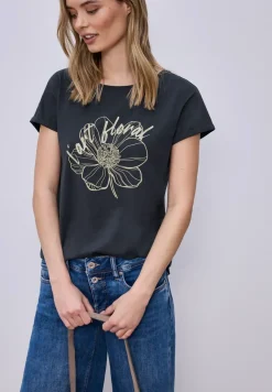 Shirt met korte mouwen en bloemen Artwork