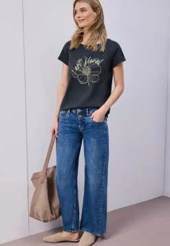 Shirt met korte mouwen en bloemen Artwork