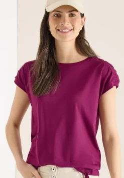 Shirt met korte mouwen en rimpels