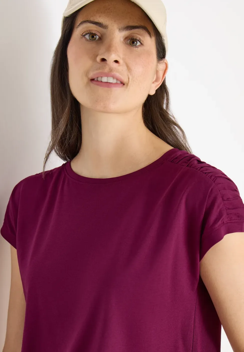 Shirt met korte mouwen en rimpels