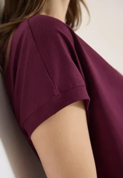 Shirt met korte mouwen en V-hals in effen kleur