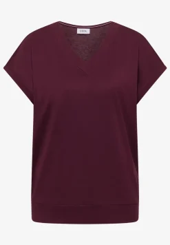 Shirt met korte mouwen en V-hals in effen kleur