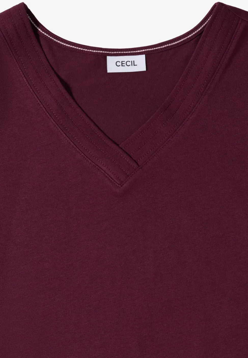 Shirt met korte mouwen en V-hals in effen kleur